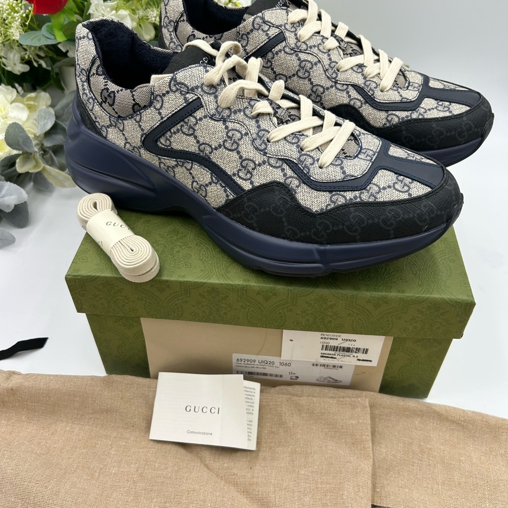 Men's Gucci, GG supreme Rython sneakers size 11.5 made in Italy - Picture 9 of 10